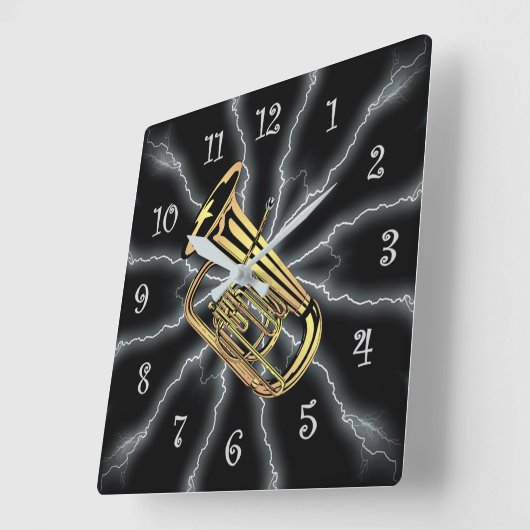 Avant-Garde ~ Tuba Lightening 01 B ~ Black/Silver~ Vierkante Klok (Hoek)