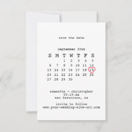 Avant-Garde White Minimalist Calender Wedding Save The Date