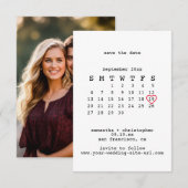 Avant-Garde White Minimalist Calender Wedding Save The Date (Voorkant / Achterkant)