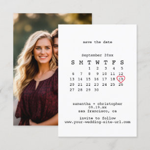 Avant-Garde White Minimalist Calender Wedding Save The Date