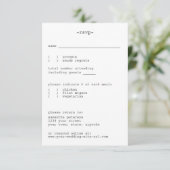 Avant-Garde White Minimalist Simple Wedding RSVP Kaartje (Staand voorkant)