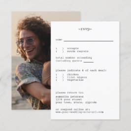 Avant-Garde White Minimalist Simple Wedding RSVP Kaartje