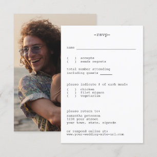 Avant-Garde White Minimalist Simple Wedding RSVP Kaartje