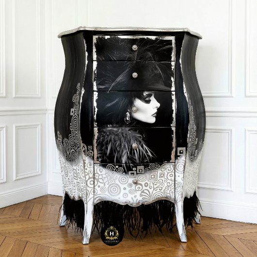 Avant-Garde Zwarte en Witte Mode Decoupage Tissuepapier