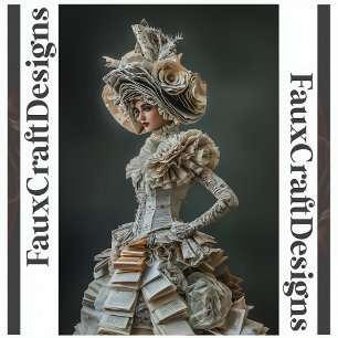 AvantGarde Couture Boek Pagina Jurk Decoupage L 12 Tissuepapier