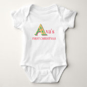 Ava's eerste kerst Baby 1e Xmas Naam Outfit Romper (Voorkant)