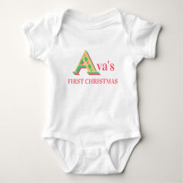 Ava's eerste kerst Baby 1e Xmas Naam Outfit Romper
