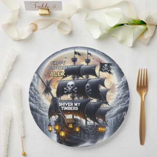 Avast Black Sails Ahead Pirate Birthday Papieren Bordje (Huwelijk)