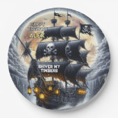 Avast Black Sails Ahead Pirate Birthday Papieren Bordje (Voorkant)
