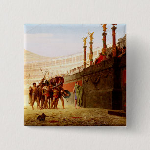 Ave Caesar door Jean-Leon Gerome Vierkante Button 5,1 Cm