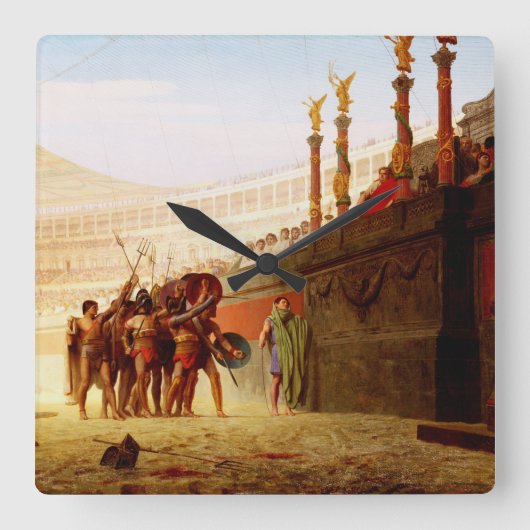 Ave Caesar door Jean-Léon Gérôme Vierkante Klok (Voorkant)