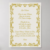 Ave María Elegant Off-White and Gold Botanicals Po Poster (Voorkant)