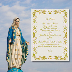 Ave María Elegant Off-Wit en Gouden Botanische Pri Poster