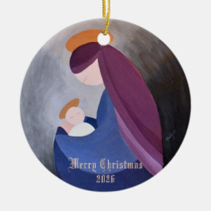 Ave Maria en Baby Jezus Kerststal vintage schilder Keramisch Ornament