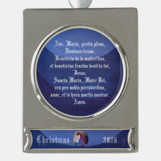 Ave Maria en Baby Jezus kerststal vintage schilder Verzilverd Banner Ornament