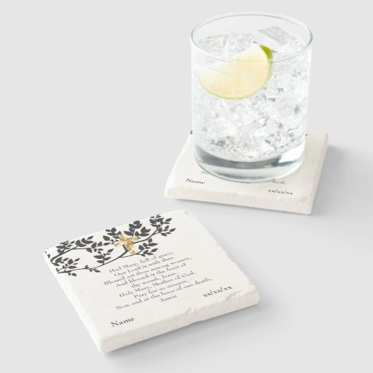 Ave Maria Gebed Katholiek Geschenk Persoonlijk Stenen Onderzetter (Zijkant)