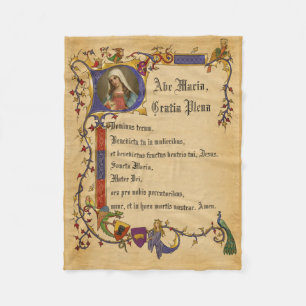 Ave Maria Hail Mary aan de Latijnse decoratieve gr Fleece Deken
