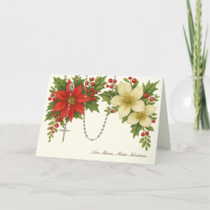 Ave Maria Kerstzegen met Rozenkrans Bloemen Feestdagen Kaart