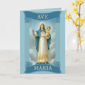 AVE MARIA MAAGD MARIA KIND JEZUS Rozenkrans Kaart (Gele Bloem)