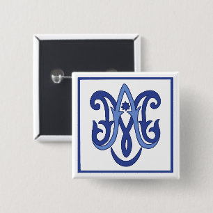 Ave Maria Vierkante Button 5,1 Cm