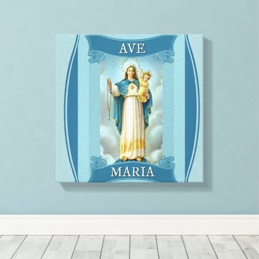 AVE MARIA VIRGIN MARY CHRIST CHILD Rosary Canvas Afdruk (Insitu (Houten vloer))