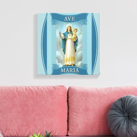 AVE MARIA VIRGIN MARY CHRIST CHILD Rosary Canvas Afdruk (Insitu (Woonkamer))