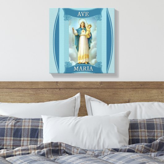 AVE MARIA VIRGIN MARY CHRIST CHILD Rosary Canvas Afdruk (Insitu (Slaapkamer))