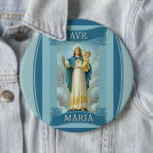 AVE MARIA VIRGIN MARY CHRIST CHILD Rosary Ronde Button 6,0 Cm (In situ)