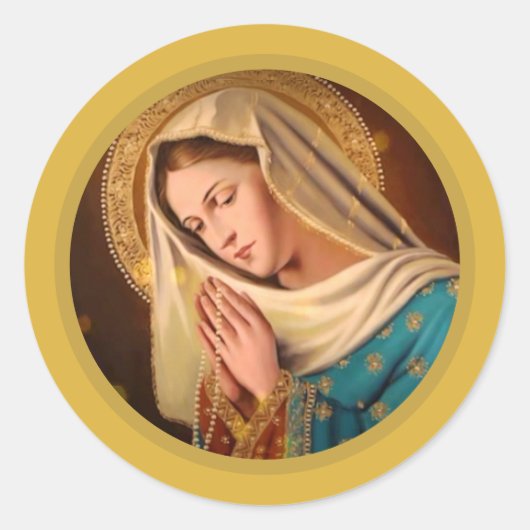 Ave Maria ... Virgin Mary Ronde Sticker (Voorkant)
