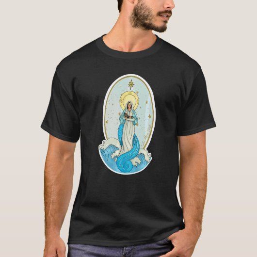 Ave Maris Stella Heilige Moeder Maria Latijn Ca T-shirt (Voorkant)
