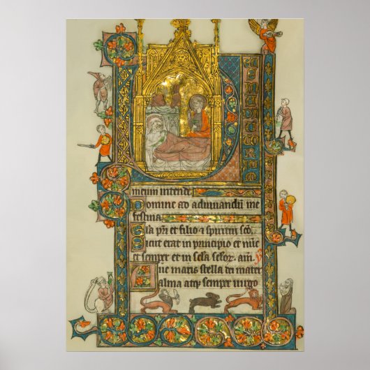 Ave Maris Stella Kerstmis Medieval Manuscript Poster (Voorkant)