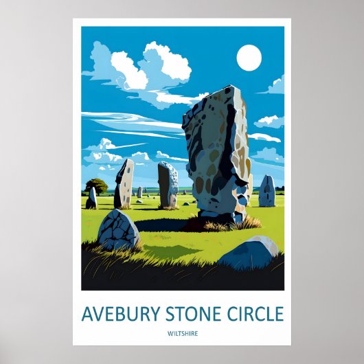 Avebury Stone Circle Vintage Reisposter Ski Poster (Voorkant)