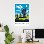 Avebury Stone Circle Vintage Reisposter Ski Poster (Thuiskantoor)
