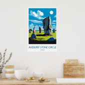 Avebury Stone Circle Vintage Reisposter Ski Poster (Keuken)