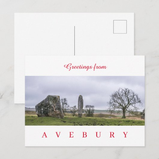 Avebury stone uitzicht briefkaart (Voorkant / Achterkant)