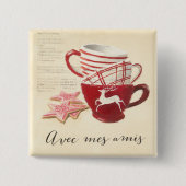 Avec Mes Amis Vierkante Button 5,1 Cm (Voorkant)