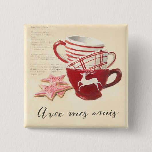 Avec Mes Amis Vierkante Button 5,1 Cm (Voorkant)