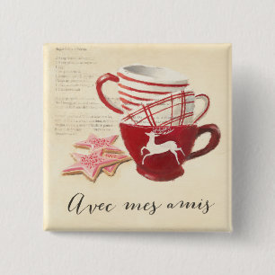 Avec Mes Amis Vierkante Button 5,1 Cm