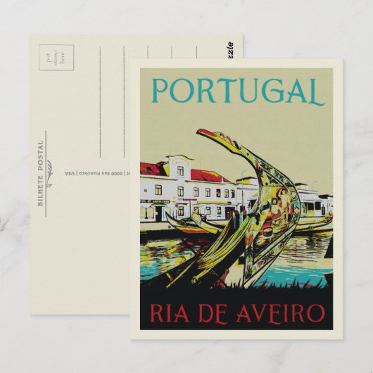 Aveiro lagune illustratie Portugal Briefkaart (Voorkant / Achterkant)
