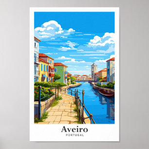 Aveiro Portugal Art Vintage Travel Illustratie Poster