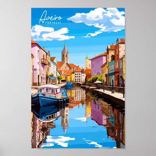 Aveiro Portugal vintage reisillustratie Poster (Voorkant)