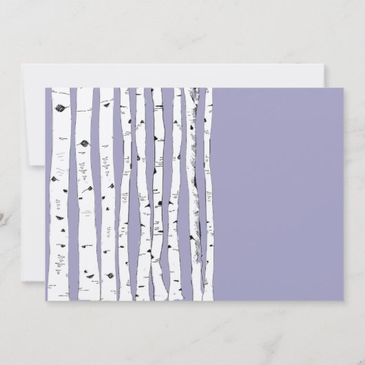 Avender Birch Tree Wedding Invitations Kaart (Achterkant)