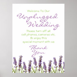 Avender Unplugged Wedding Sign Poster