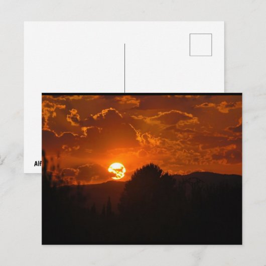 Avendlandschap bij zonsondergang briefkaart (Voorkant / Achterkant)