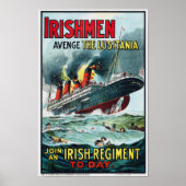 Avenge the Lusitania - Join an Irish Regiment Poster (Voorkant)