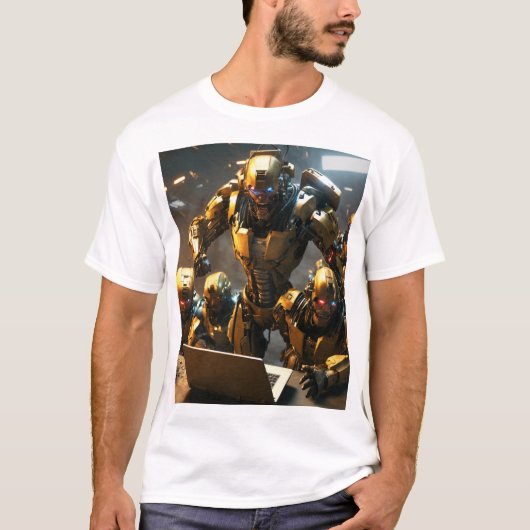 Avengers vs. Cyborgs – Futuristisch City Battle T- T-shirt (Voorkant)