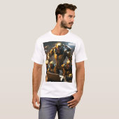 Avengers vs. Cyborgs – Futuristisch City Battle T- T-shirt (Voorkant volledig)