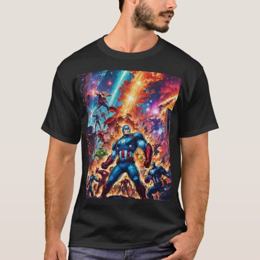 Avengers vs. Cyborgs Industrial Showdown T-Shirt (Voorkant)
