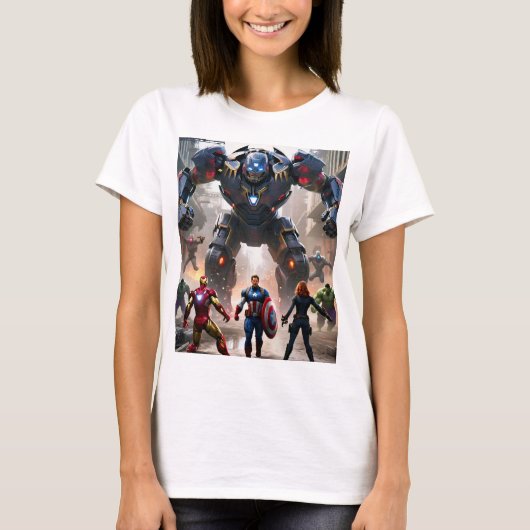 Avengers vs. Robots: Epic Showdown T-shirt (Voorkant)