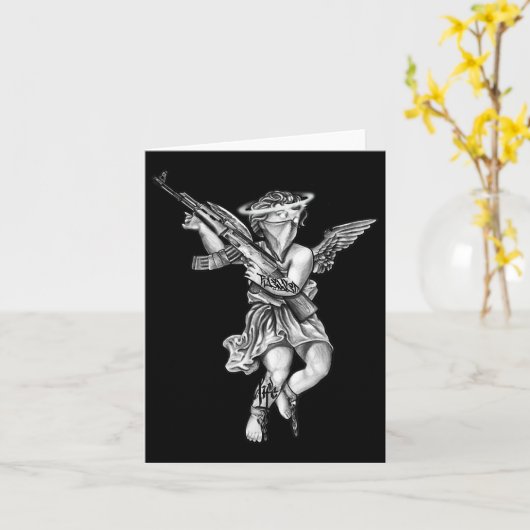 Avenging Angel Sinner Chicano Tattoo Kaart (Gele Bloem)